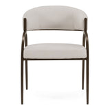 Hudson Modern Off-White Fabric + Bronze Dining Chair