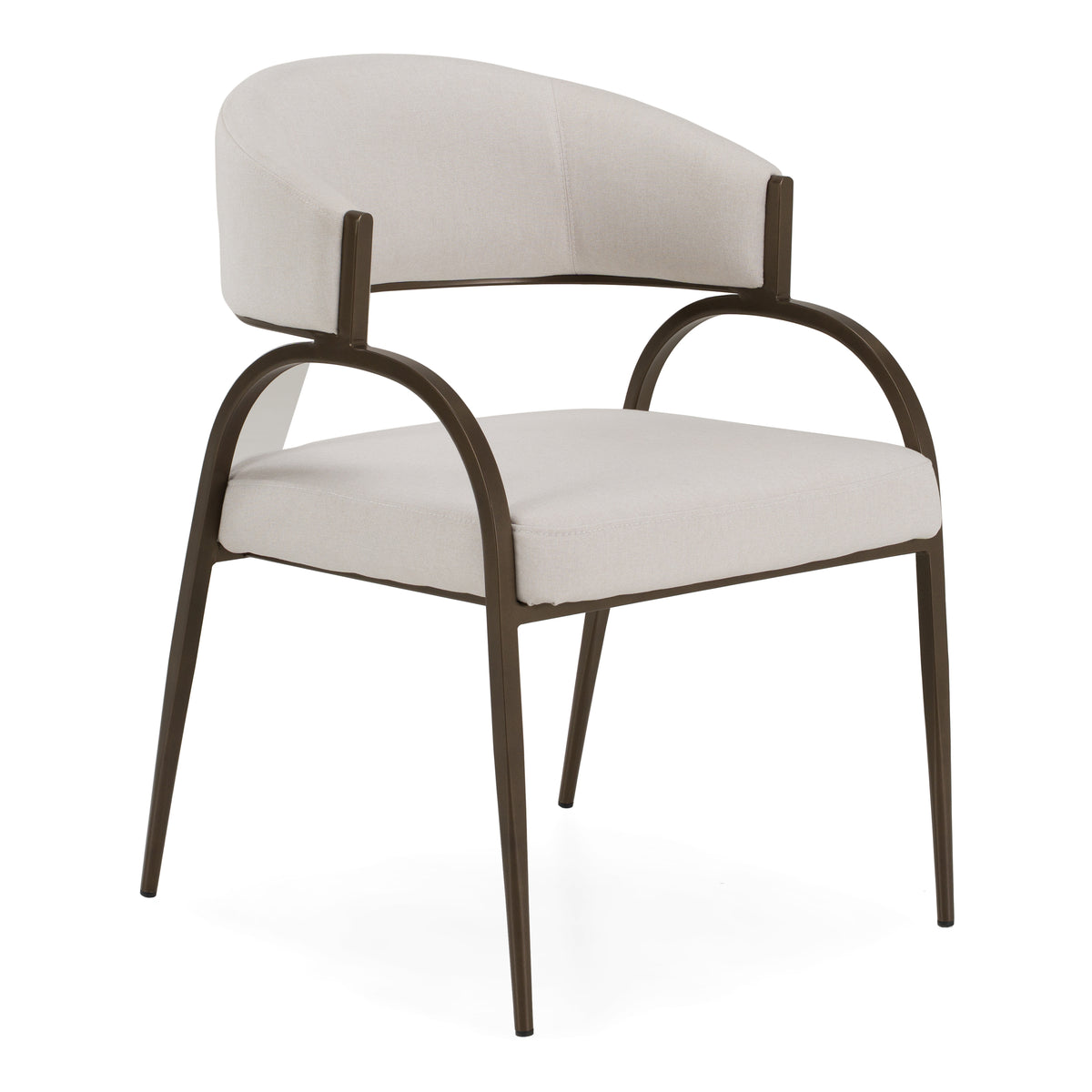 Hudson Modern Off-White Fabric + Bronze Dining Chair