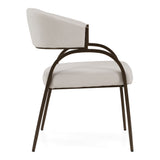 Hudson Modern Off-White Fabric + Bronze Dining Chair