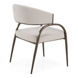 Hudson Modern Off-White Fabric + Bronze Dining Chair