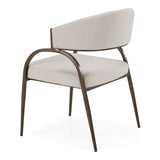 Hudson Modern Off-White Fabric + Bronze Dining Chair