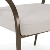 Hudson Modern Off-White Fabric + Bronze Dining Chair