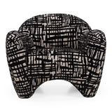 Hurd Modern Black + Beige Pattern Fabric Accent Chair