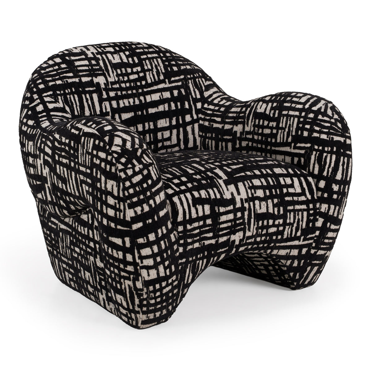 Hurd Modern Black + Beige Pattern Fabric Accent Chair
