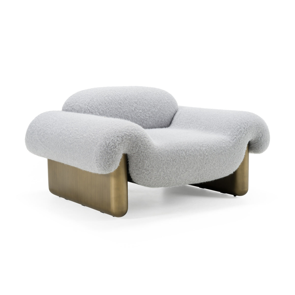 Imagine Contemporary Grey Fabric + Antique Brass Accent Chair