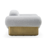 Imagine Contemporary Grey Fabric + Antique Brass Accent Chair