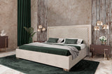 Corrico Off White Velvet Modern Bed