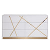 Nixa Modern Wide White and Gold Dresser