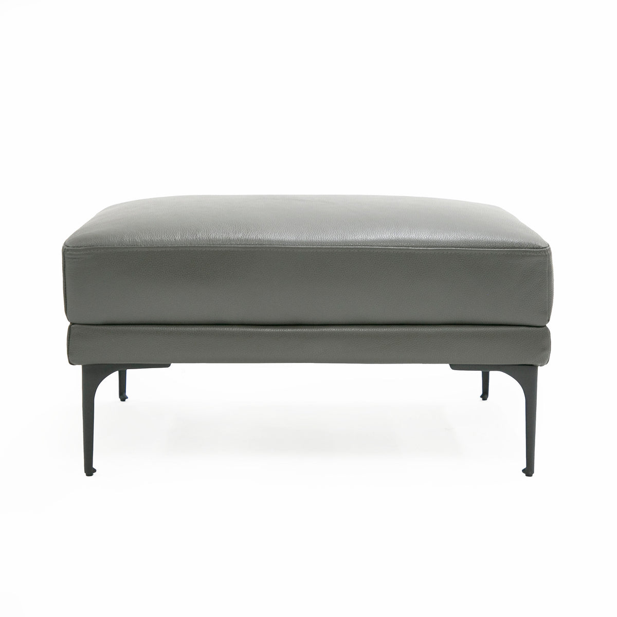 Jacoba Modern Dark Grey Leather Rectangular Ottoman