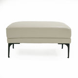 Jacoba Modern Light Grey Leather Rectangular Ottoman