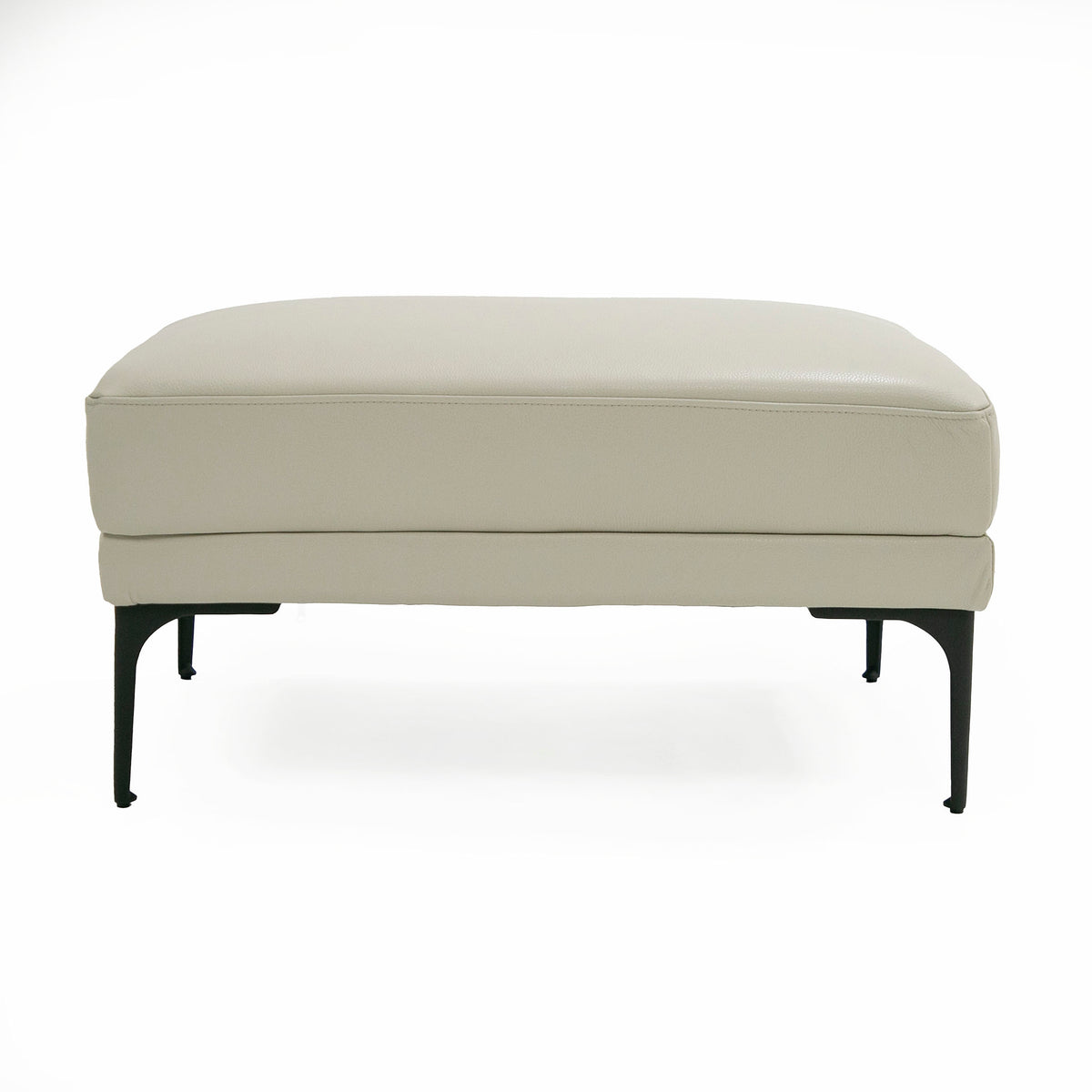 Jacoba Modern Light Grey Leather Rectangular Ottoman