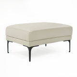 Jacoba Modern Light Grey Leather Rectangular Ottoman