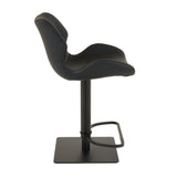 Jaffee Industrial Black Eco-Leather Adjustable Bar Stool