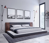 Queen Jagger Modern Dark Grey & Walnut Bed