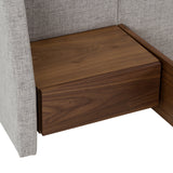 Janice Modern Grey Fabric and Walnut Bed and Nightstands