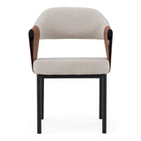 Jensen Modern Light Grey Fabric + Camel Vegan Leather Dining Chair