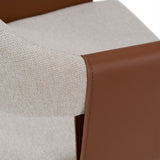 Jensen Modern Light Grey Fabric + Camel Vegan Leather Dining Chair