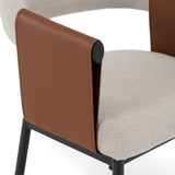 Jensen Modern Light Grey Fabric + Camel Vegan Leather Dining Chair