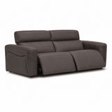Nouveau Jessop Modern Dark Grey Leather Sofa 2 Recliners