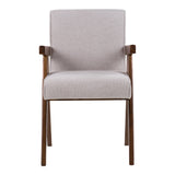 Joseline Modern Beige Fabric + Walnut Dining Chair (Set of 2)