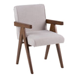 Joseline Modern Beige Fabric + Walnut Dining Chair (Set of 2)