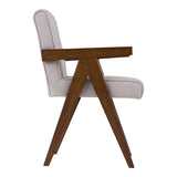 Joseline Modern Beige Fabric + Walnut Dining Chair (Set of 2)
