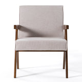 Joseline Modern Beige Fabric + Walnut Accent Chair (Set of 2)