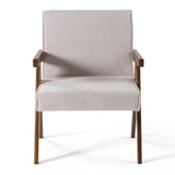 Joseline Modern Beige Fabric + Walnut Accent Chair (Set of 2)