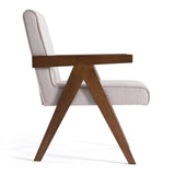 Joseline Modern Beige Fabric + Walnut Accent Chair (Set of 2)