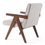 Joseline Modern Beige Fabric + Walnut Accent Chair (Set of 2)