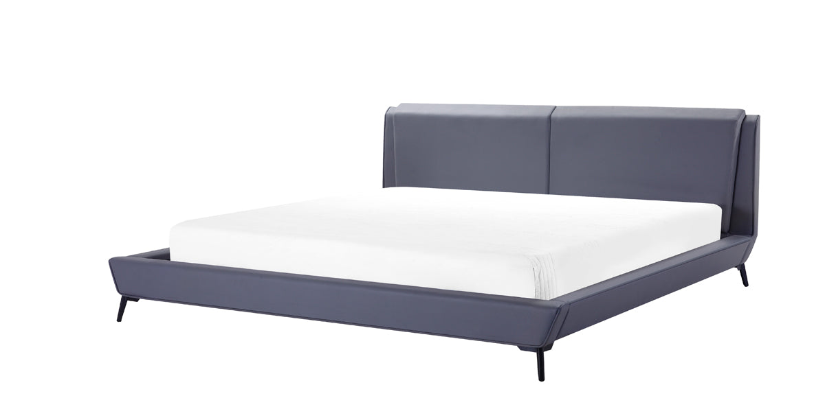 Eastern King Burbank Modern Grey Leatherette Bed