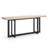 K8963 Natural Oak + Black Metal Console Table
