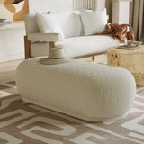 Kael Contemporary White Sherpa Ottoman