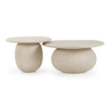 Kalvin Modern Beige Fiberform Nesting Coffee Table Set