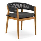 Kamari Outdoor Grey Olefin Fabric + Teak Dining Chair (Set of 2)