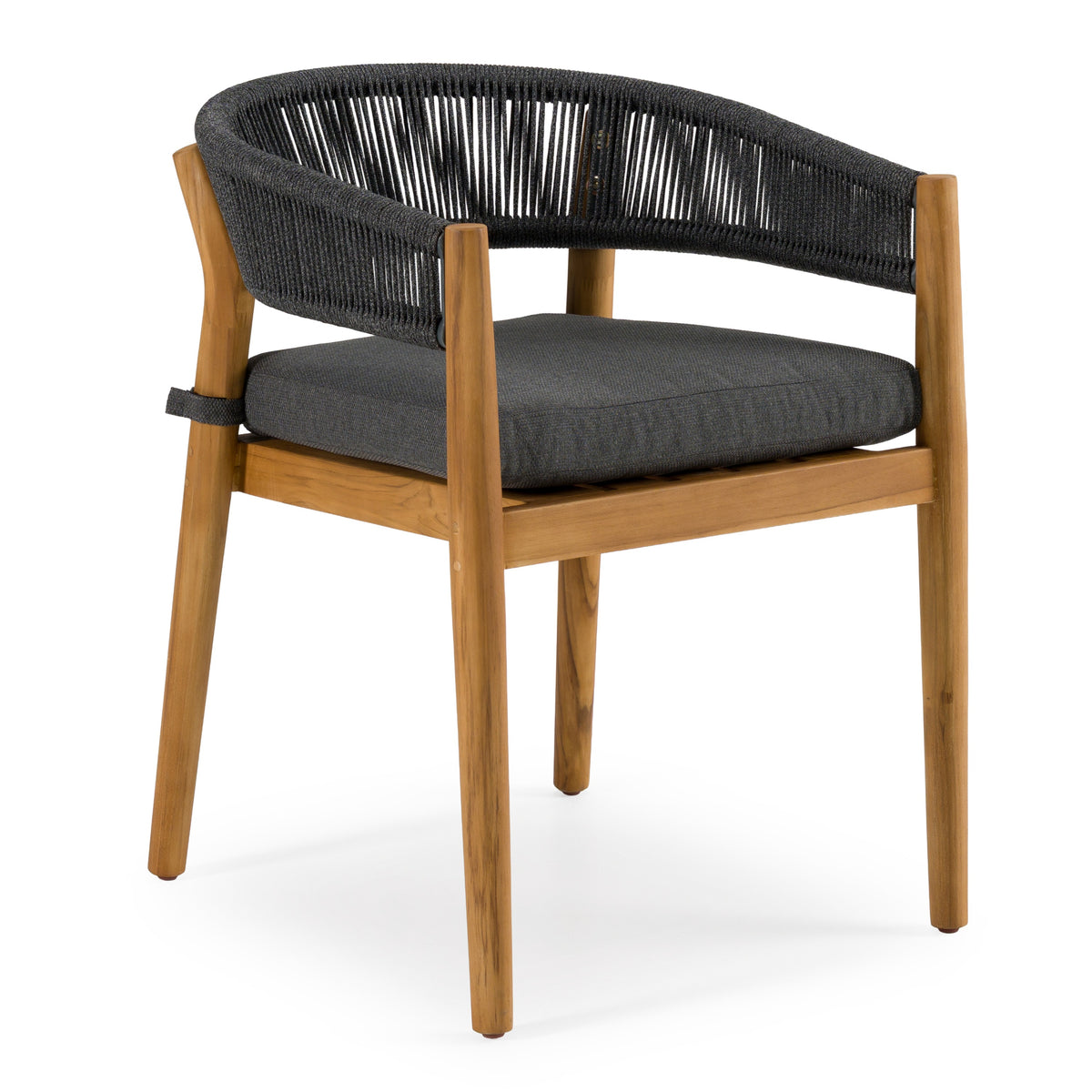 Kamari Outdoor Grey Olefin Fabric + Teak Dining Chair (Set of 2)