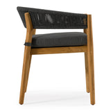 Kamari Outdoor Teak & Grey Olefin Fabric Dining Table Set