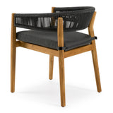Kamari Outdoor Teak & Grey Olefin Fabric Dining Table Set