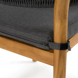 Kamari Outdoor Teak & Grey Olefin Fabric Dining Table Set