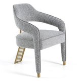 Kasem Modern Grey Fabric + Gold Dining Chair