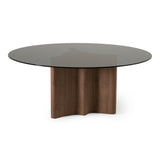 Kaye Modern Walnut + Glass 71" Round Dining Table