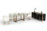Keaton Modern Glass and Brass Dining Table
