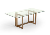Keaton Modern Glass and Brass Dining Table