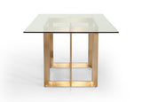 Keaton Modern Glass and Brass Dining Table