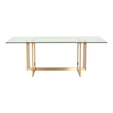 Keaton Modern Glass and Brass Dining Table