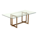 Keaton Modern Glass and Brass Dining Table