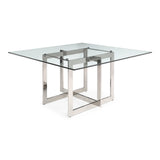Keaton Square Modern Glass + Stainless Steel Dining Table