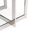 Keaton Square Modern Glass + Stainless Steel Dining Table
