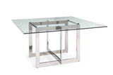 Keaton Square Modern Glass + Stainless Steel Dining Table