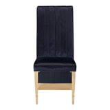 Keisha Modern Black Velvet and Gold Dining Chair Set of 2